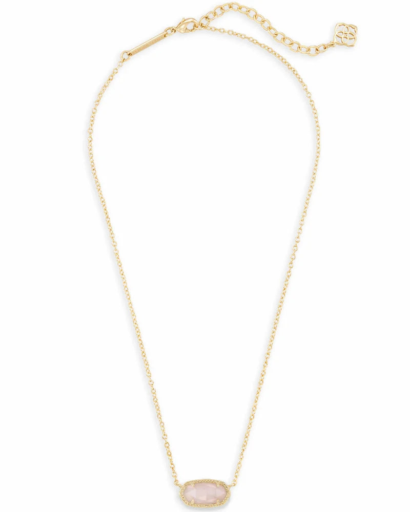 Kendra Scott Elisa Short Pendant Necklace / Gold Rose Quartz