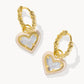 Kendra Scott Ari Heart Enamel Frame Huggie Earrings / Gold Ivory Mother Of Pearl