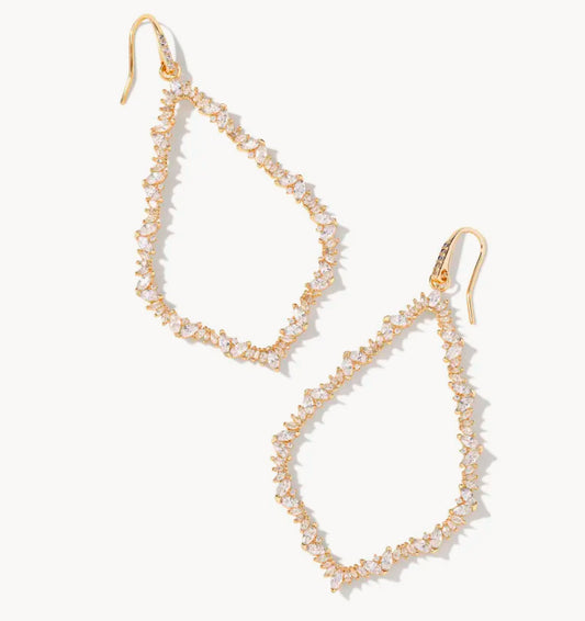 Kendra Scott Sophee Crystal Open Frame Earrings / Gold White Crystal