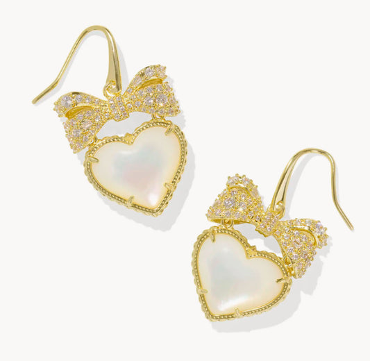 Kendra Scott Haisley Heart Drop Earrings /  Gold Ivory Mother Of Pearl