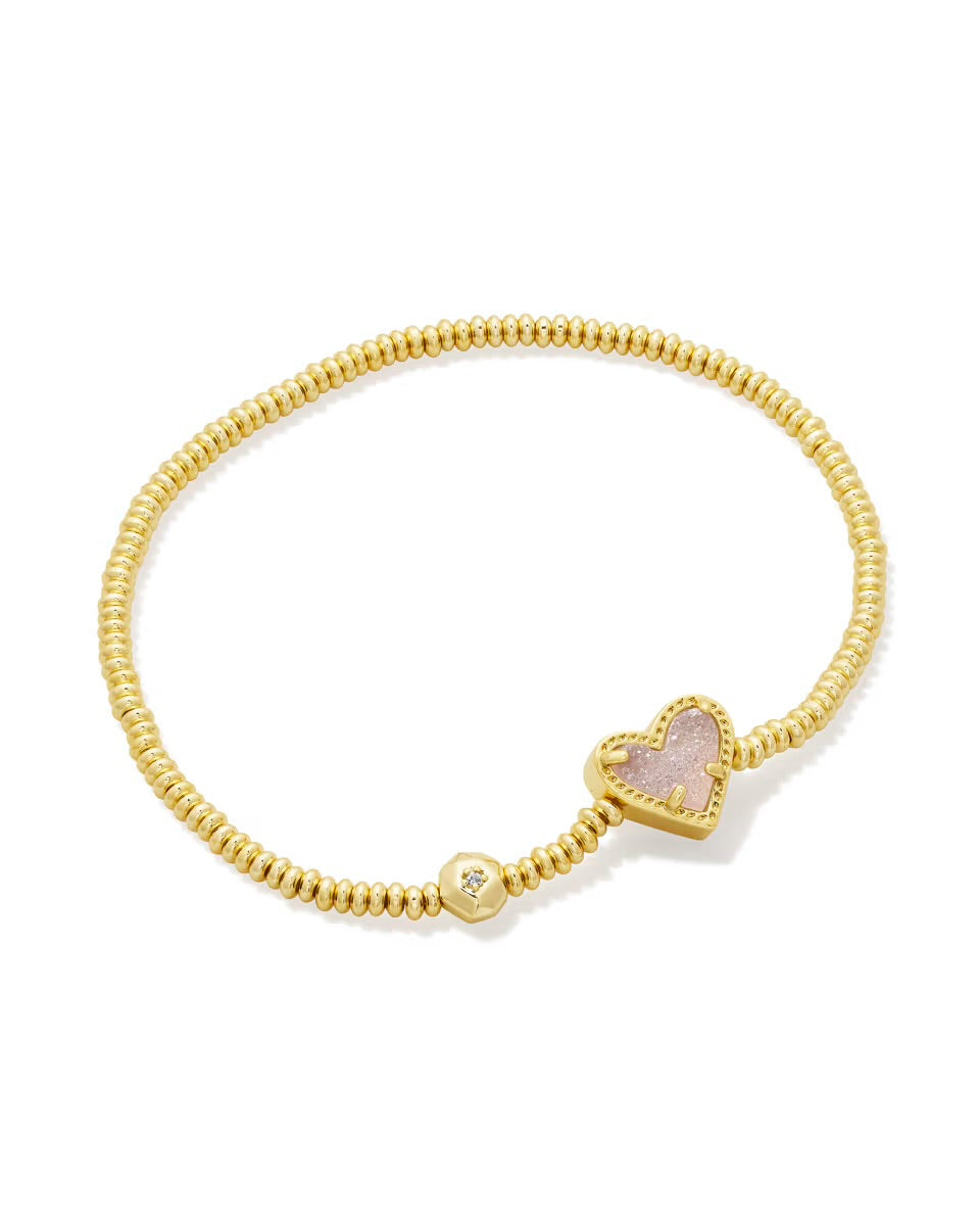 Kendra Scott Ari Heart Stretch Bracelet / Gold Iridescent Drusy
