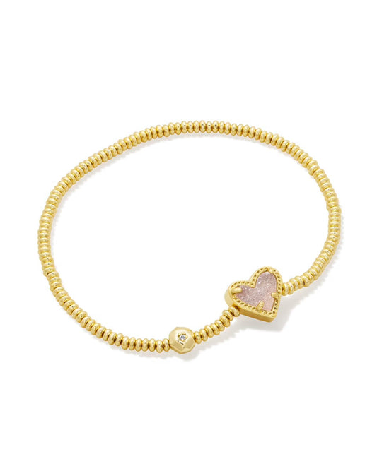 Kendra Scott Ari Heart Stretch Bracelet / Gold Iridescent Drusy
