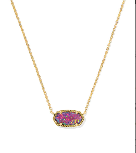 Kendra Scott Elisa Short Pendant Necklace / Gold Dark Lavender Kyocera Opal
