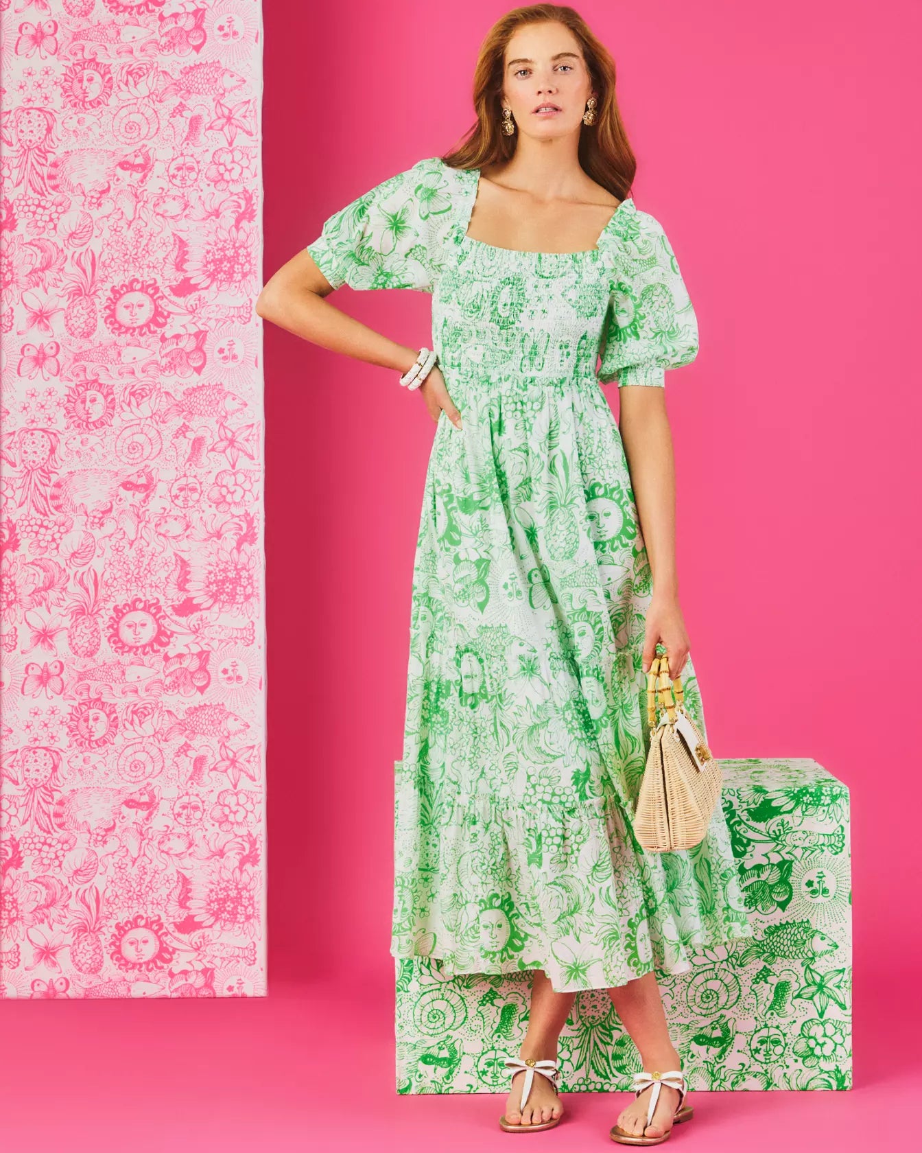 Hadly Short Sleeve Smocked Maxi Dress