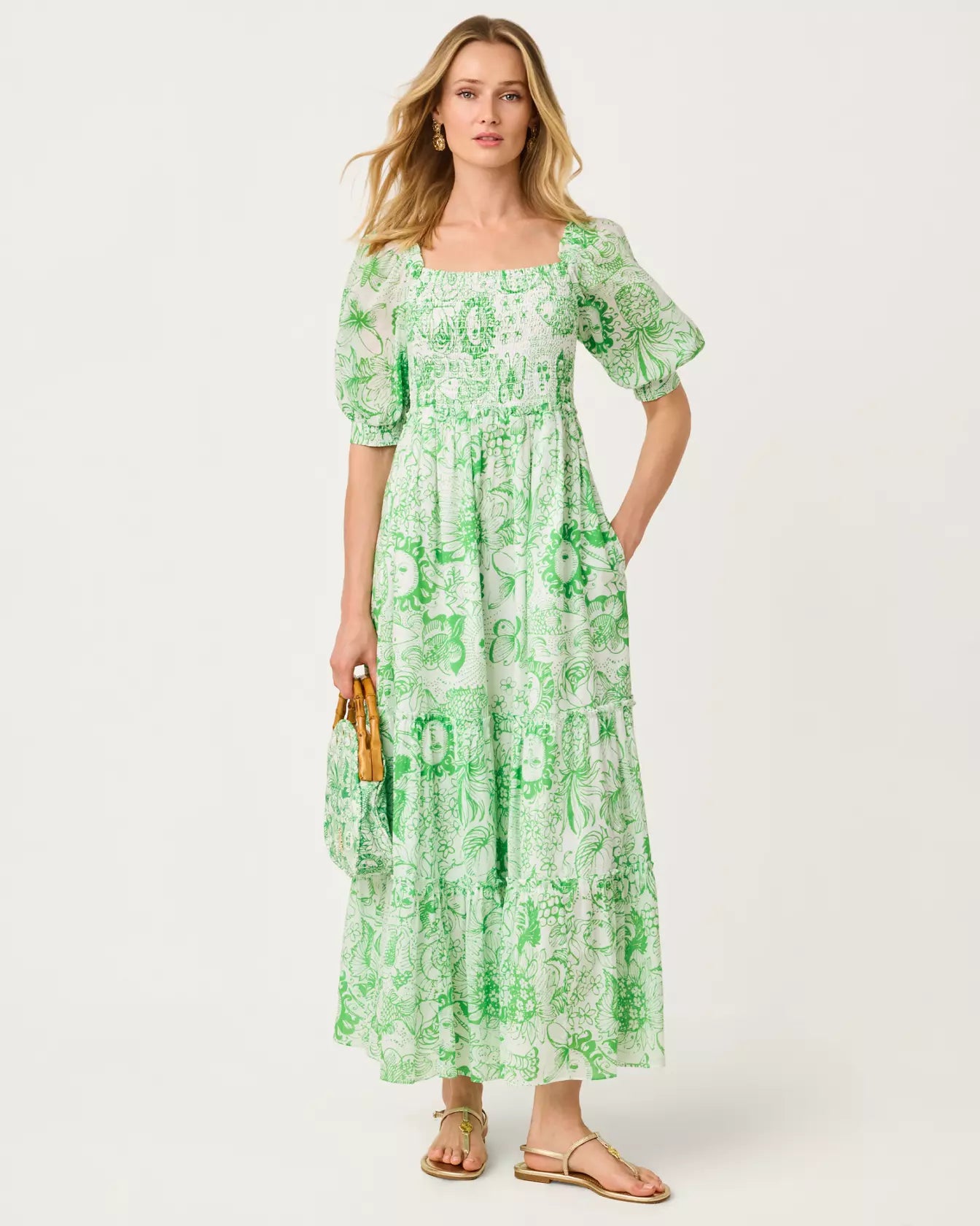 Hadly Short Sleeve Smocked Maxi Dress