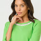 Clairmont 3/4 Sleeved Trimmed Knit Top