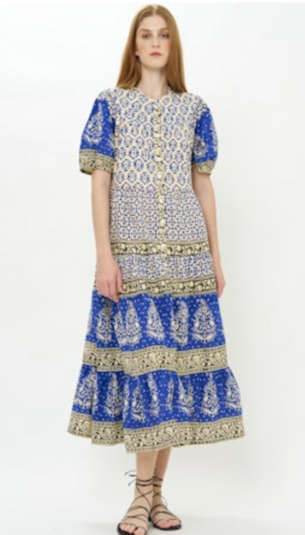 Scoop Tiered Midi | Jaisalmer Cobalt