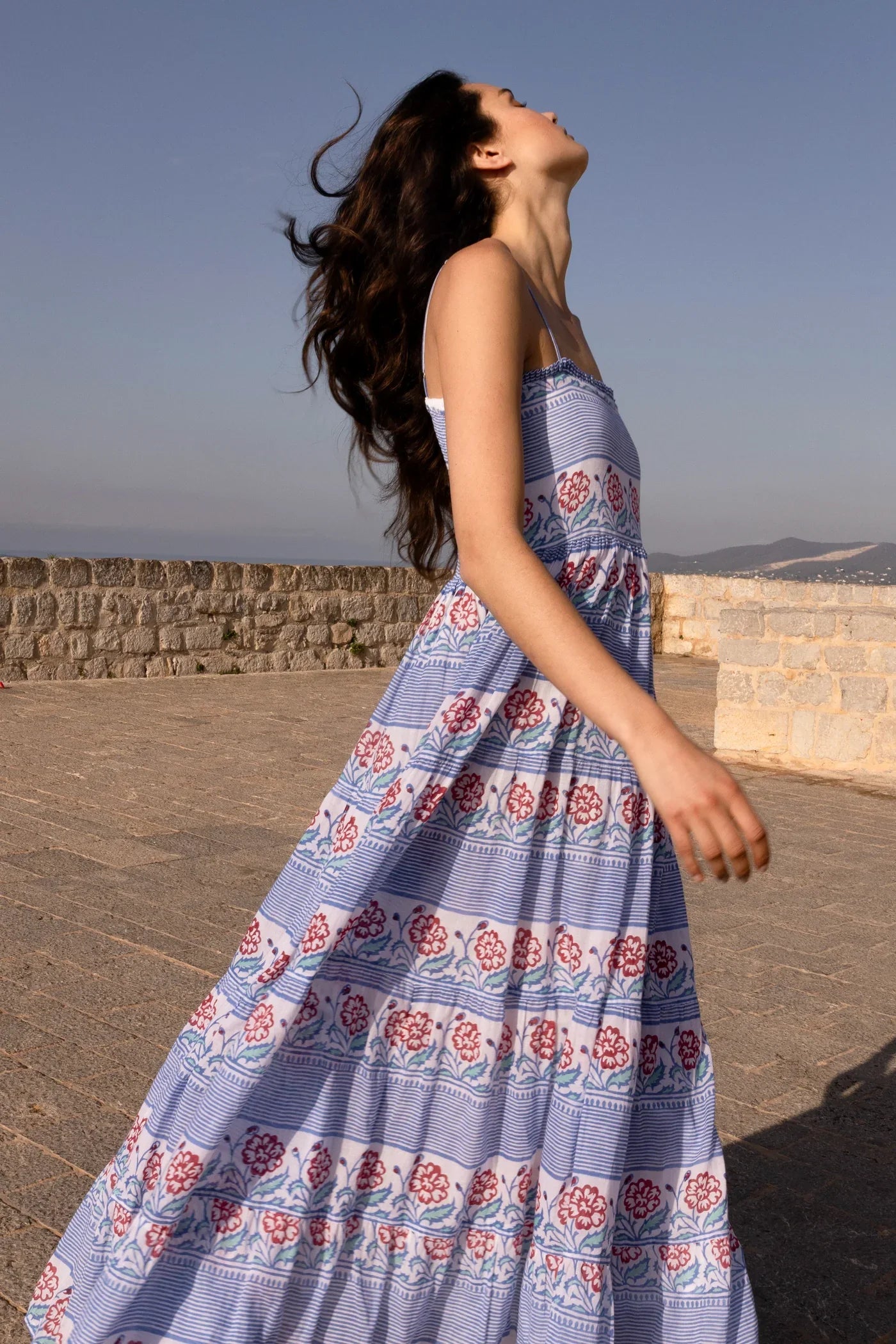 Smocked Back Maxi | Borrego Navy