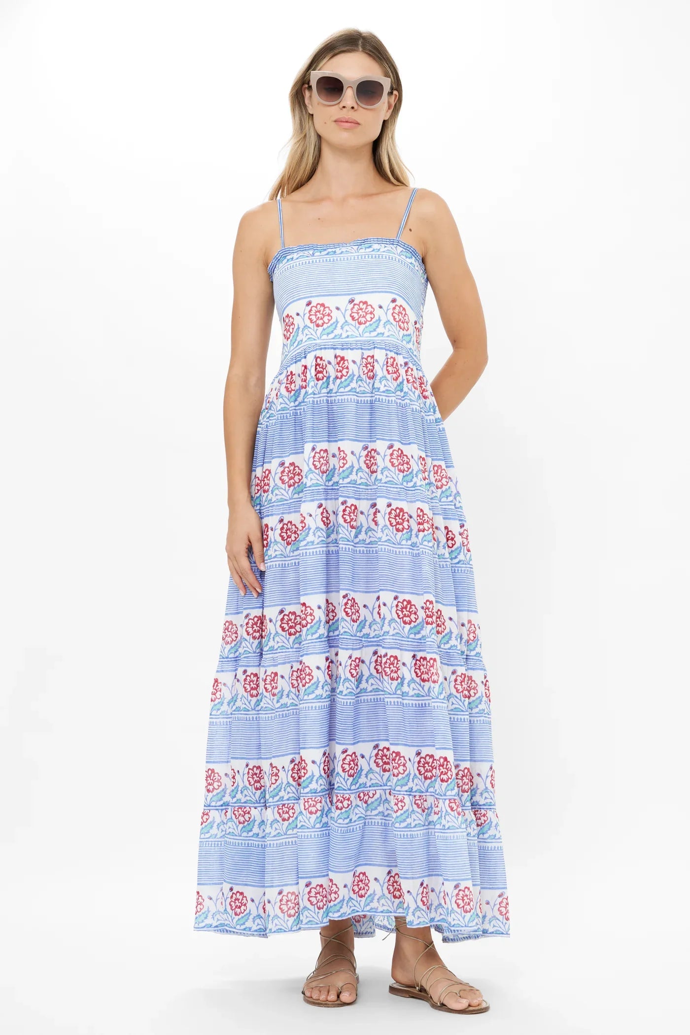 Smocked Back Maxi | Borrego Navy