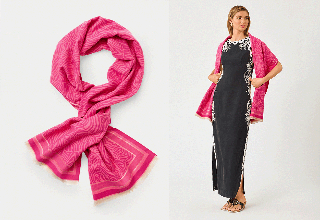 GWP SCARF PINK ASTER CAMOUFLAGE CATWALK GWP WRAP