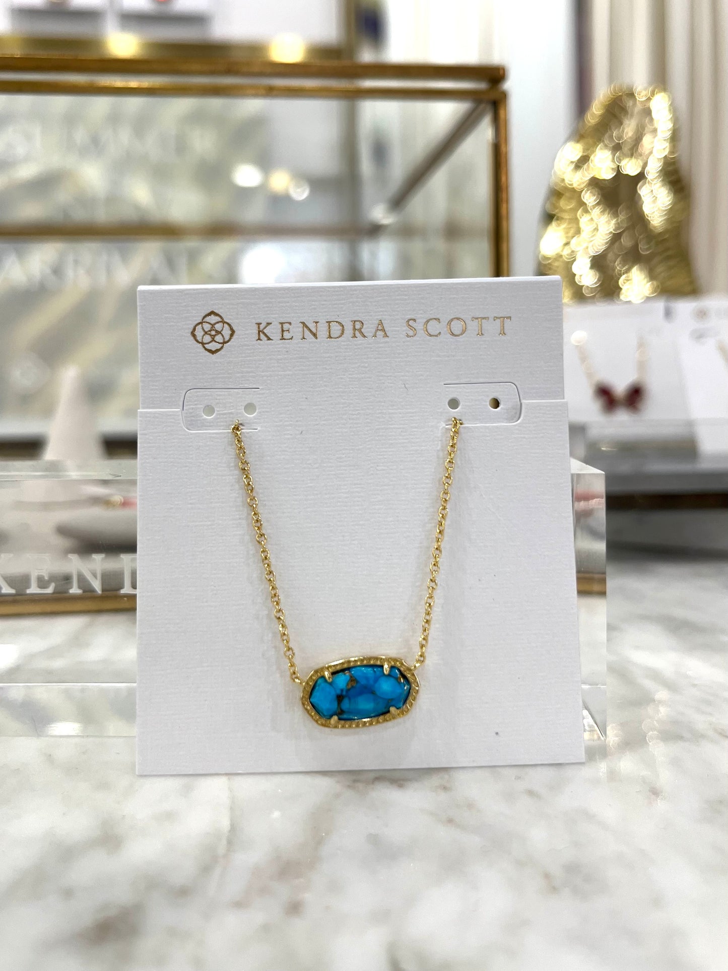 Kendra Scott Elisa Short Pendant Necklace / Bronze Veined Turquoise Magnesite