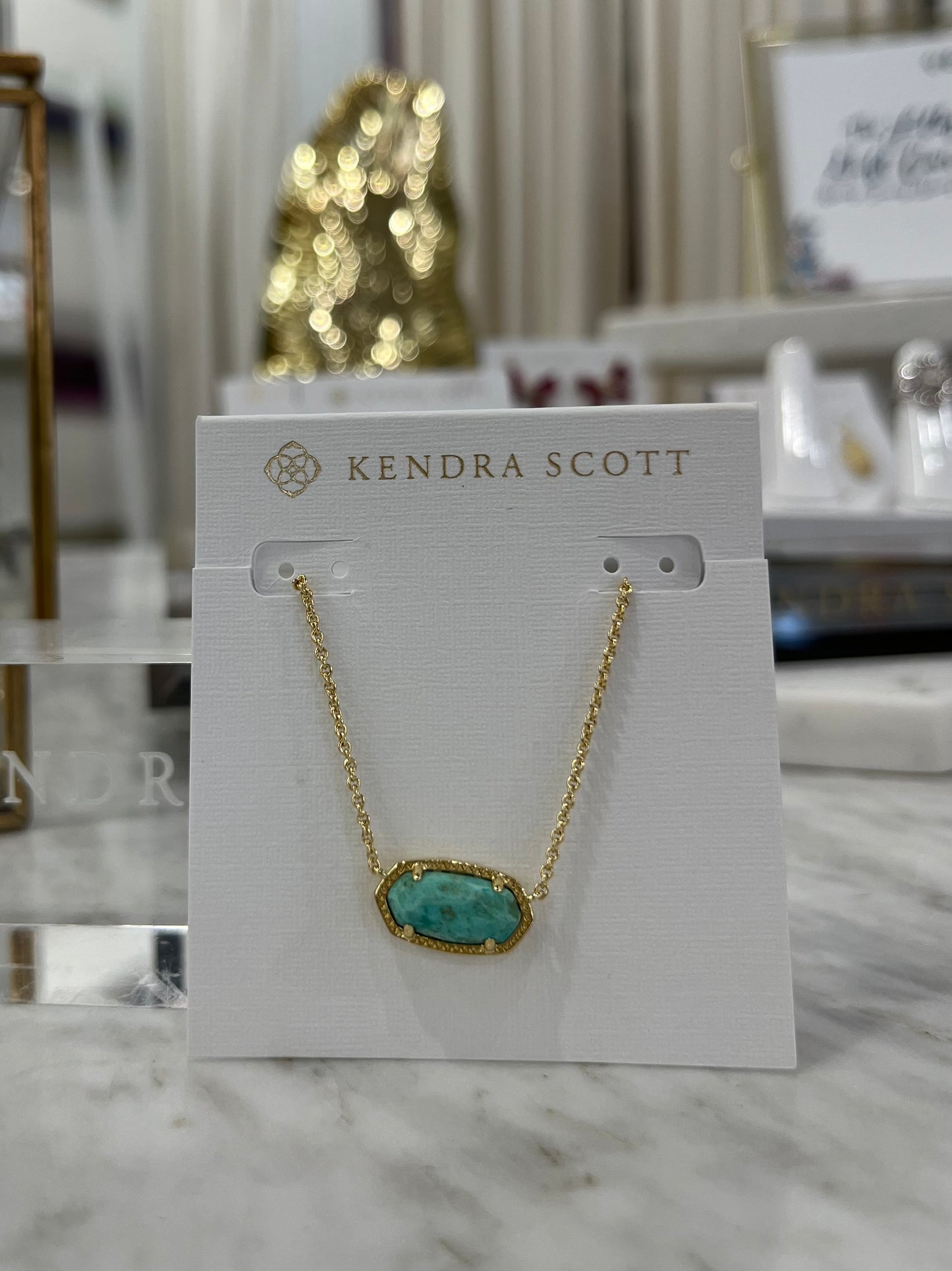 Kendra Scott Elisa Short Pendant Necklace / Gold Sea Green Chrysocolla
