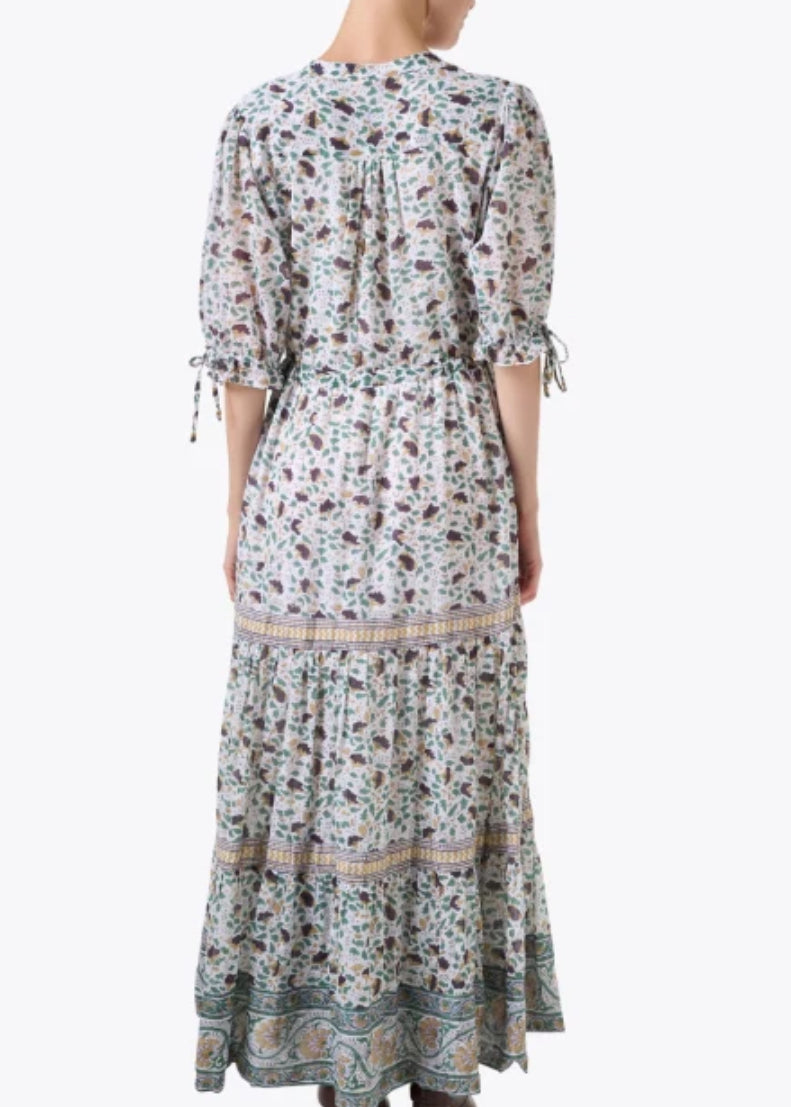 Cinched Pintuck Maxi | Cotswald Green