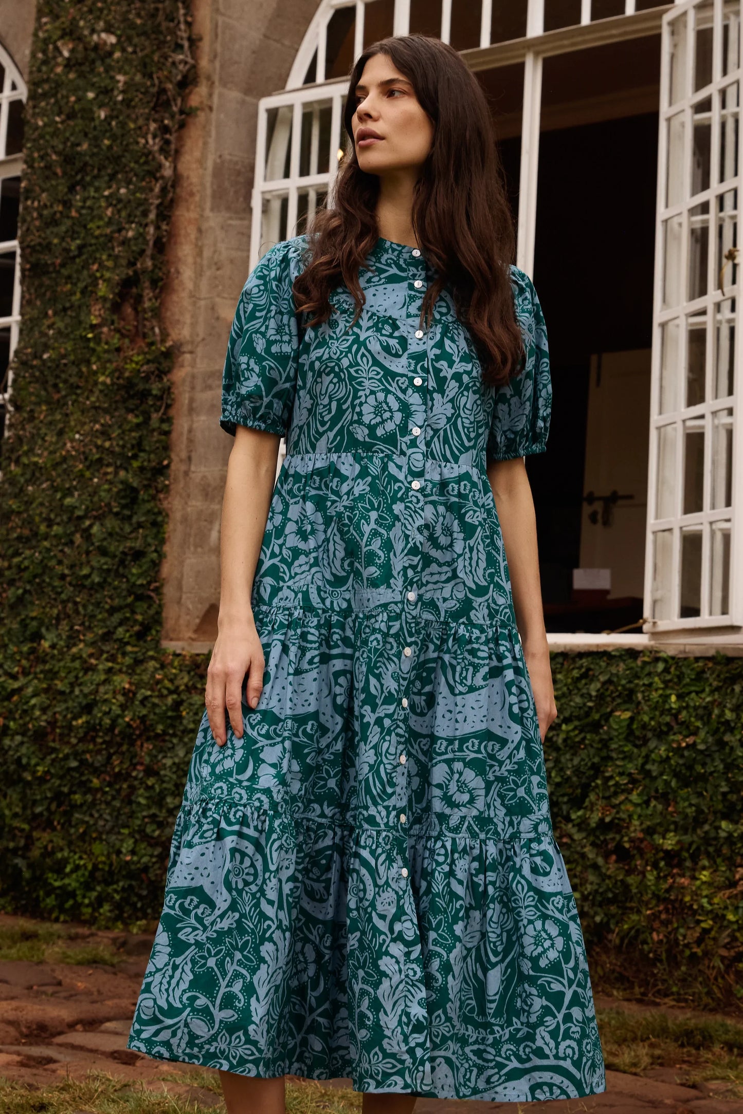 Scoop Tiered Midi | Singita Green