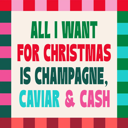 Funny Christmas Cocktail Napkins | Champagne Caviar and Cash