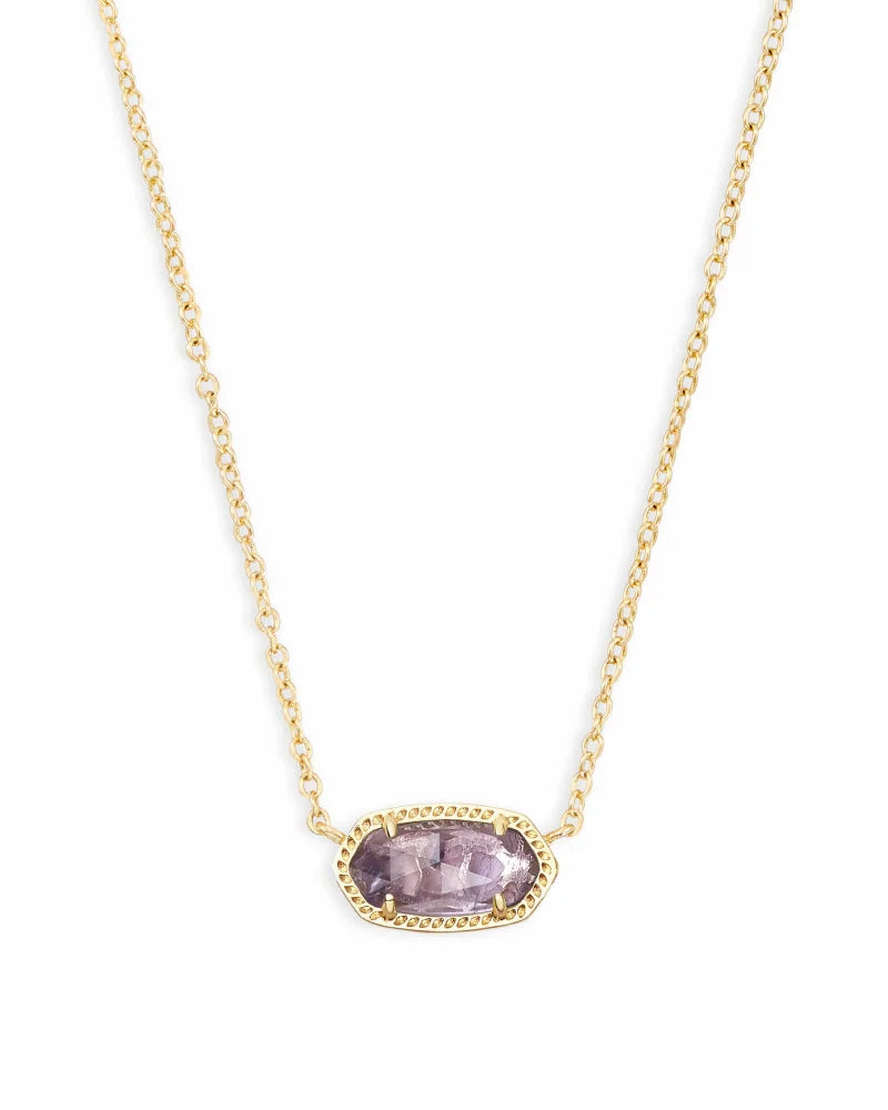 Kendra Scott Elisa Short Pendant Necklace / Gold Purple Amethyst