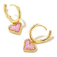 Kendra Scott Ari Heart Huggie Earrings / Gold Bubblegum Pink Kyocera Opal