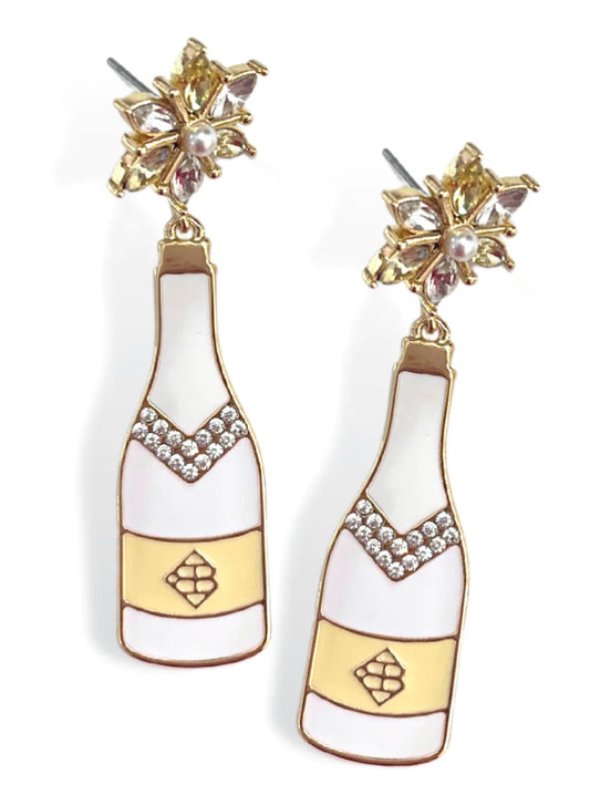 White Celebration Champagne Earrings