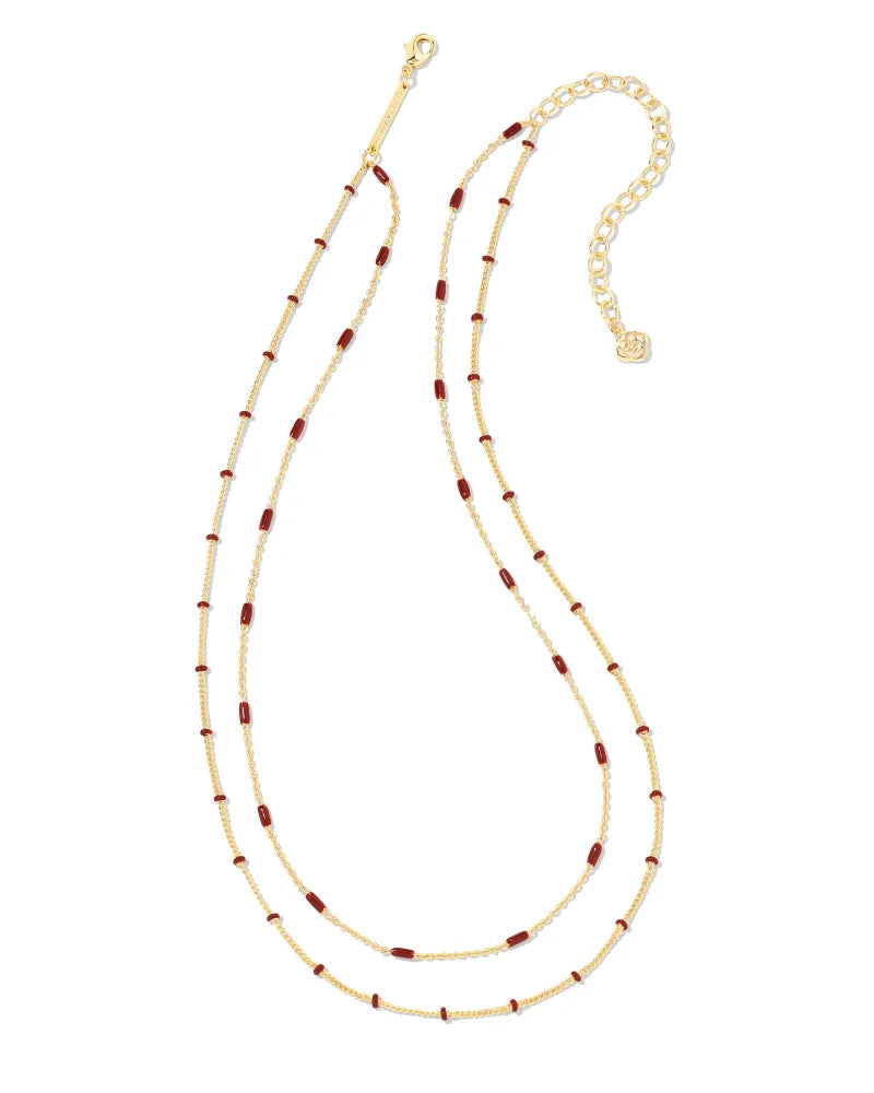 Kendra Scott Dottie Multi Strand Necklace / Gold Burgundy