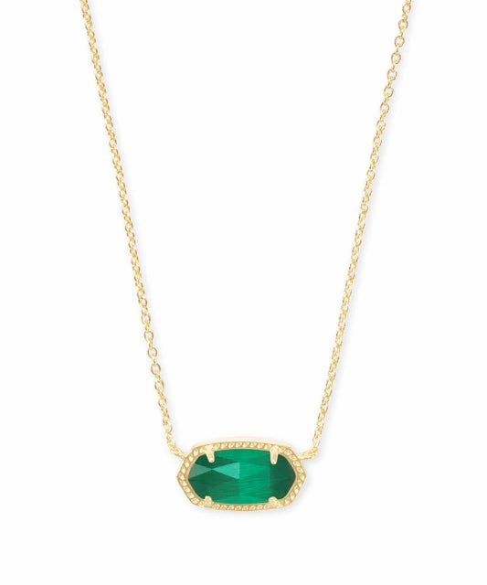 Kendra Scott Elisa Short Pendant Necklace / Gold Emerald Cats Eye