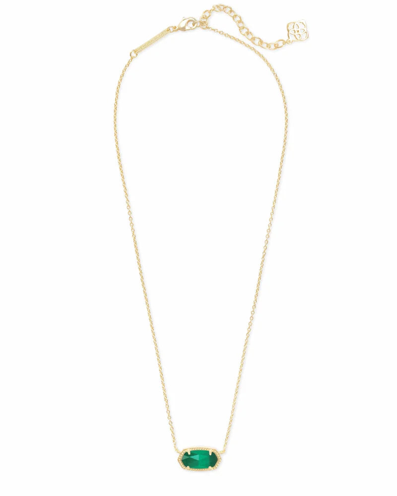 Kendra Scott Elisa Short Pendant Necklace / Gold Emerald Cats Eye