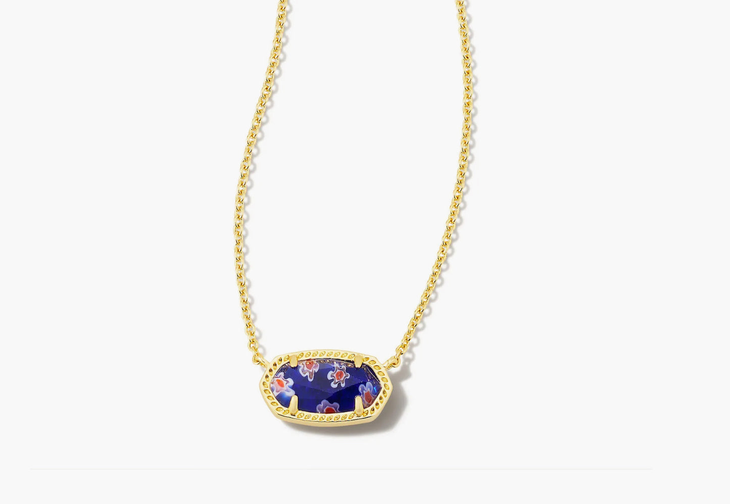 Kendra Scott Elisa Pendant Necklace / Gold Cobalt Blue Mosaic Glass