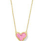 Kendra Scott Ari Heart Short Pendant Necklace | Gold Pink Iridescent Glitter