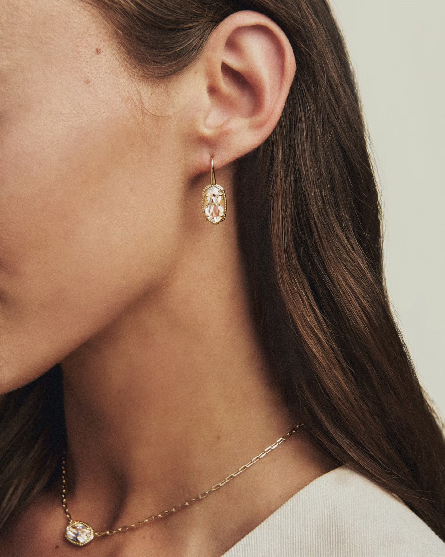 Kendra Scott Lee Luxe Drop Earrings / Gold White CZ