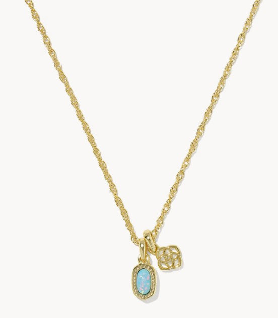 Kendra Scott Mini Elisa Dira Gold Necklace /  Blue Lab Grown Opal