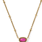Kendra Scott Mini Elisa Satellite Short Pendant Necklace / Vintage Gold Dark Fuchsia
