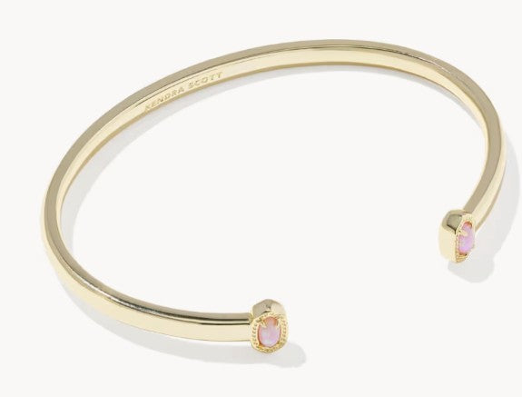 Kendra Scott Mini Elton Gold Cuff Bracelet / Light Pink Lab Grown Opal