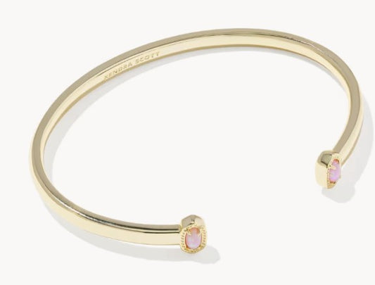 Kendra Scott Mini Elton Gold Cuff Bracelet / Light Pink Lab Grown Opal