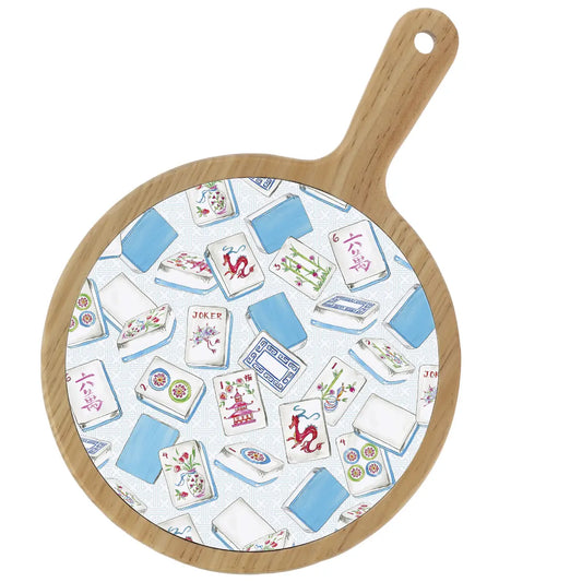 Mahjong Allover Bamboo & Ceramic Cheese Board Rosanne Beck