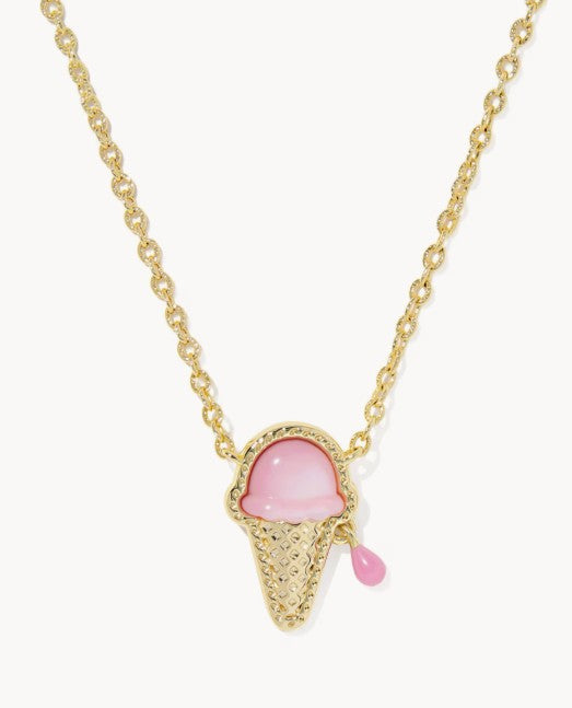 Kendra Scott Ice Cream Gold Short Pendant Necklace /   Pastel Pink Mother-of-Pearl