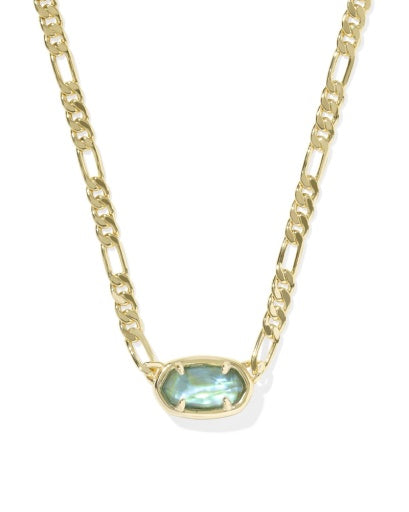 Kendra Scott Elisa Figaro Chain Short Pendant Necklace / Gold Deep Aqua Illusion