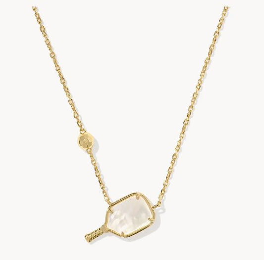 Kendra Scott Pickleball Short Pendant Necklace / Gold Ivory Mother Of Pearl