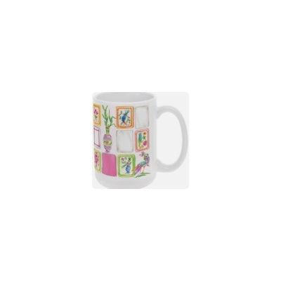 Mahjong Pink 15 oz Ceramic Mug Rosanne Beck