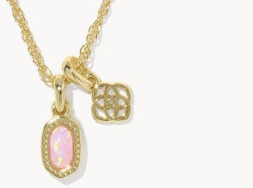 Kendra Scott Mini Elisa Dira Gold Necklace /   Light Pink Lab Grown Opal