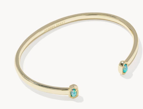 Kendra Scott Mini Elton Gold Cuff Bracelet /  Blue Lab Grown Opal