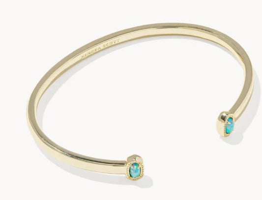 Kendra Scott Mini Elton Gold Cuff Bracelet /  Blue Lab Grown Opal