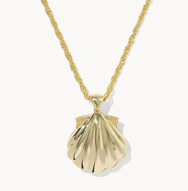 Kendra Scott Lucia Shell Gold Short Pendant Necklacee / Abalone Shell,