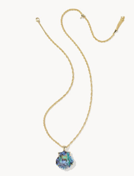 Kendra Scott Lucia Shell Gold Short Pendant Necklacee / Abalone Shell,