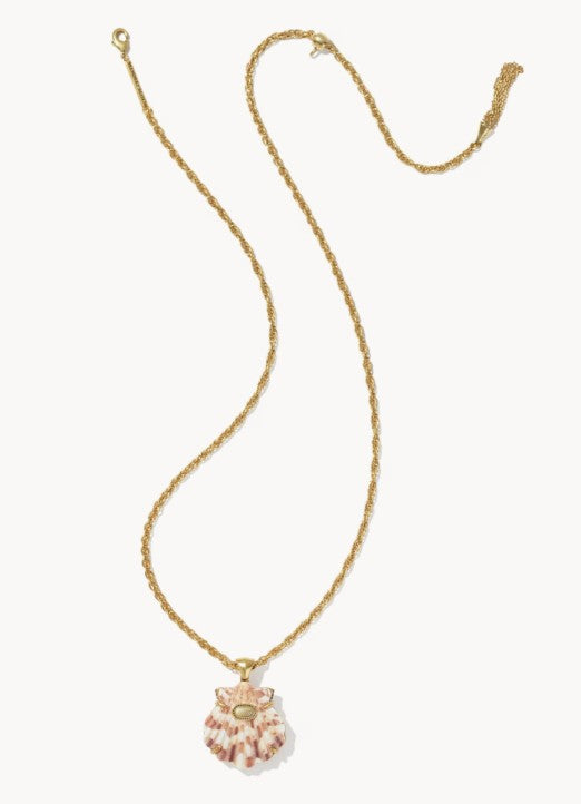 Kendra Scott Lucia Shell Gold Short Pendant Necklacee / Neutral Scallop