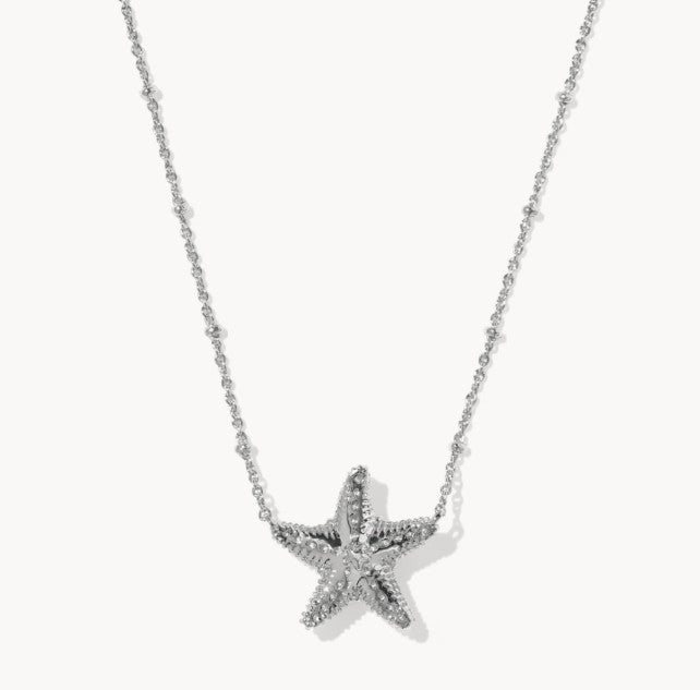 Kendra Scott Parker Starfish Silver Short Pendant Necklace / Natural Mother-of-Pearl