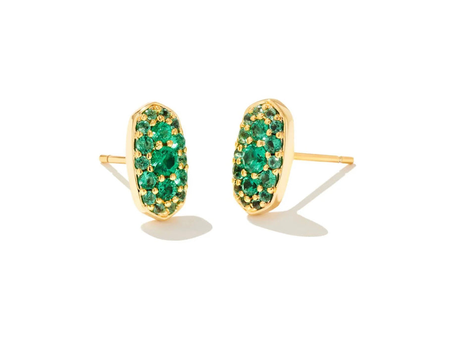 Kendra Scott Grayson Crystal Stud Earrings / Gold Emerald Crystal