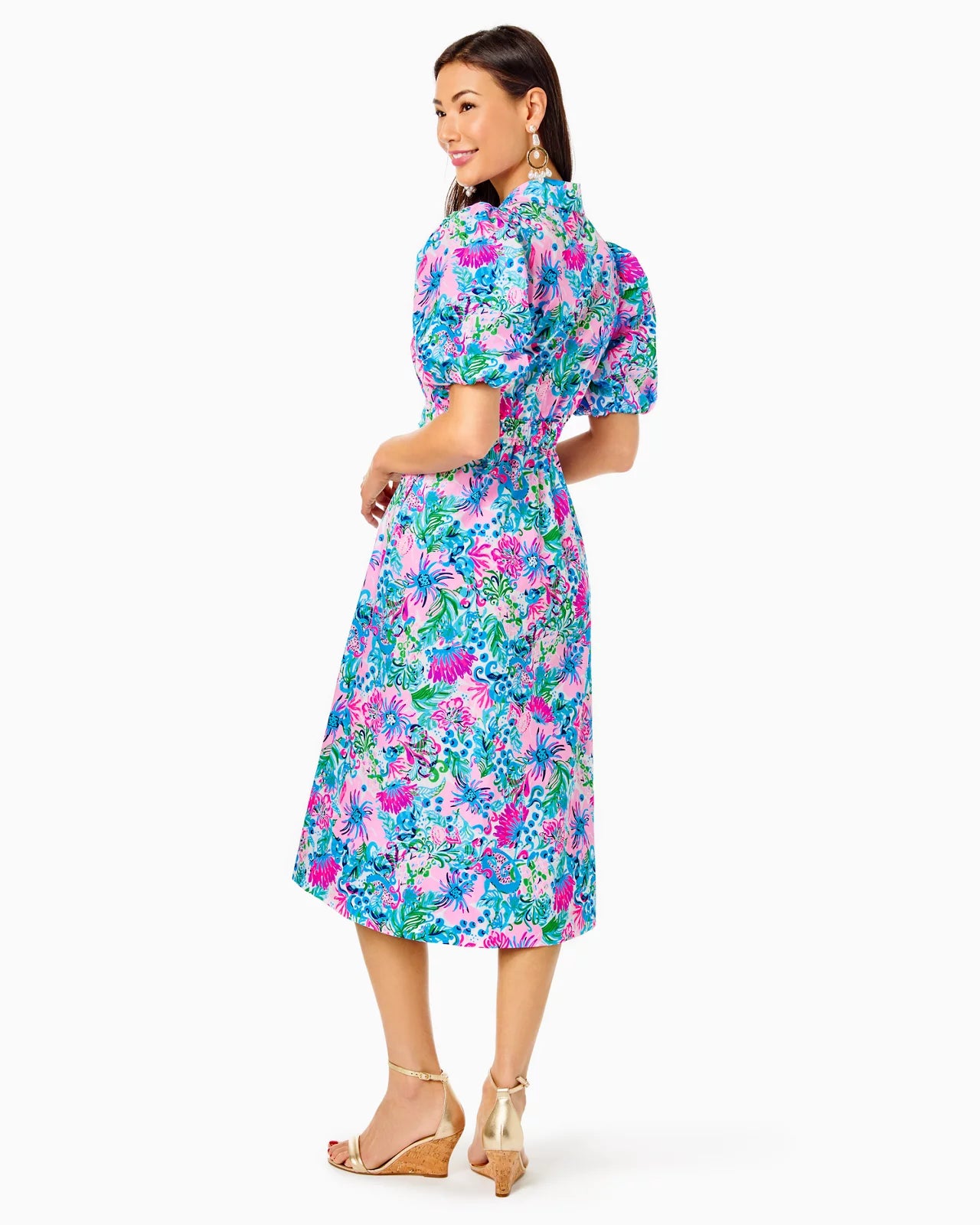 Tassie Elbow Sleeve Cotton Midi Dress
