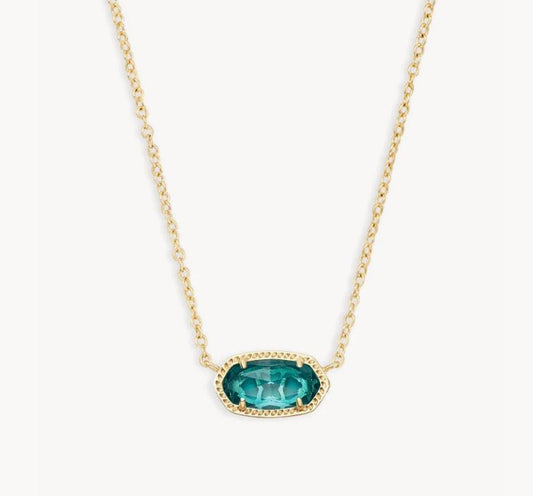 Kendra Scott Elisa Short Pendant Necklace / Gold London Blue